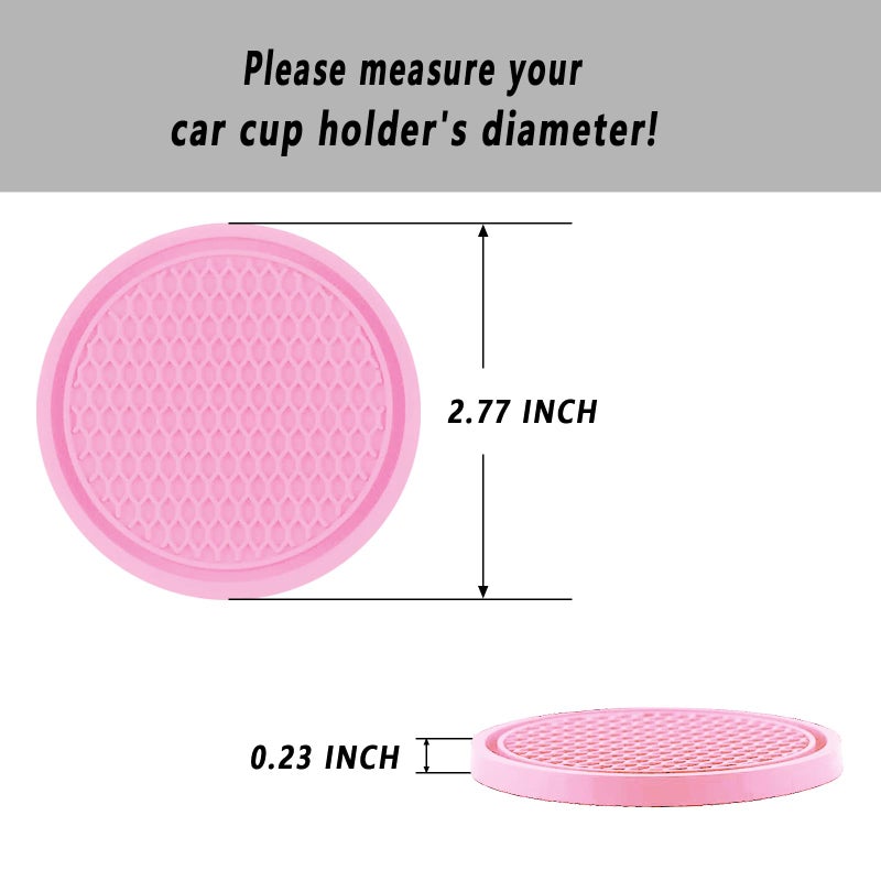 ZSDY Car Cup Coaster  4PCS Universal Auto Non-Slip Cup Holder Embedded in Ornaments Silicone Coaster  Car Interior Accessories Sets  Pink - Image 2